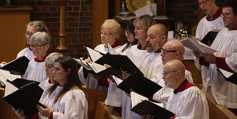 Choir singing during a service