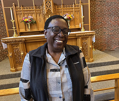 Person in front of the alter